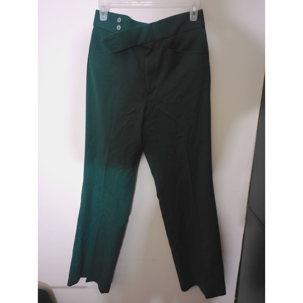 Sears Flexslax Trousers Women 31 Green Vintage Perma-Prest Straight Leg Slacks